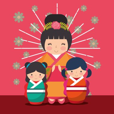 Japon kokeshi bebek kimono