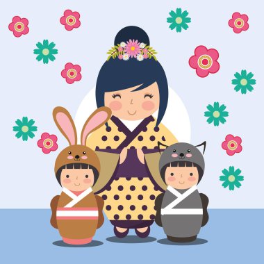 Japon kokeshi bebek kimono