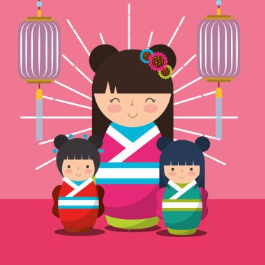 Japon kokeshi bebek kimono