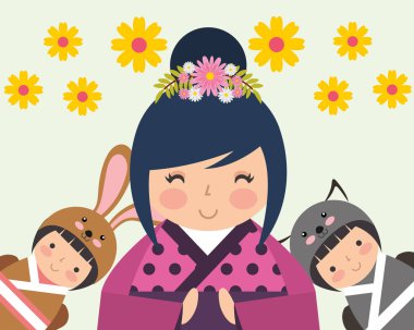 Japon kokeshi bebek kimono