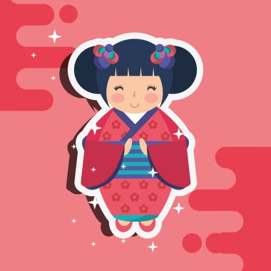 Japon kokeshi bebek kimono