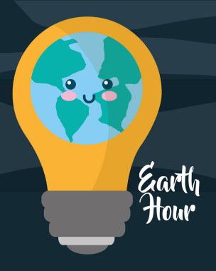 ampul ışık Dünya saat vektör çizim karikatür gezegen