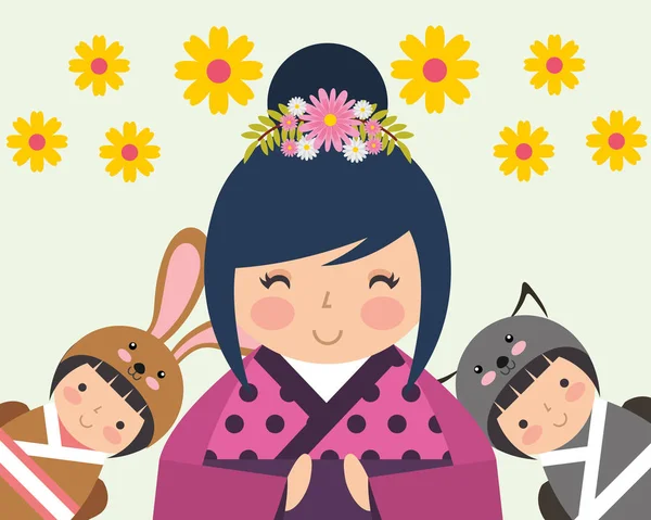 Japon kokeshi bebek kimono