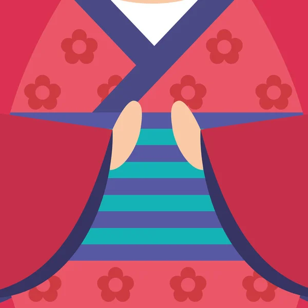 Japon kokeshi bebek kimono — Stok Vektör