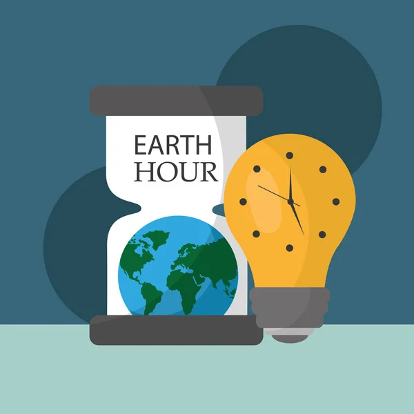 Earth hour tecknad — Stock vektor