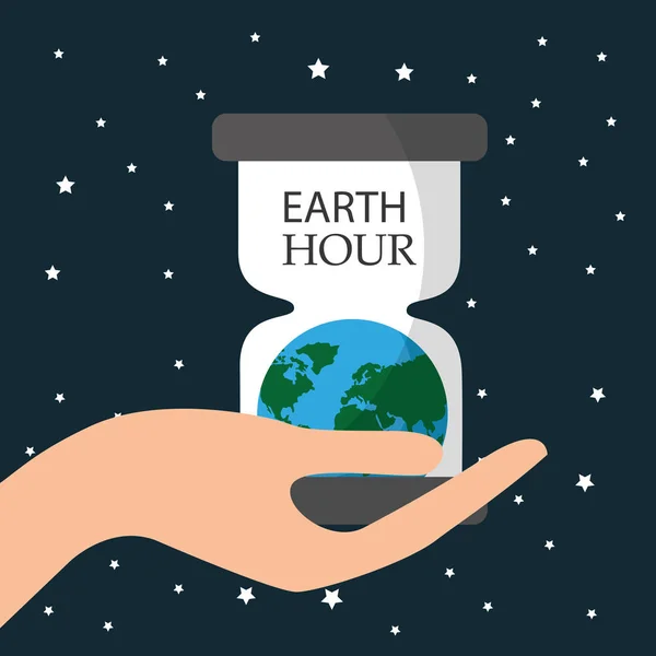 Earth hour rajzfilm — Stock Vector