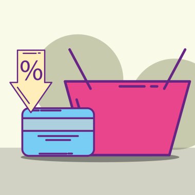 alışveriş sepeti satın alma kredi kartı teklif satın online vektör çizim