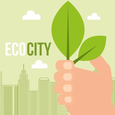 yaprakları ekoloji şehir kavramı tutan el