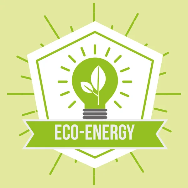 Eco energy green bulb light plant emblem — Stock Vector