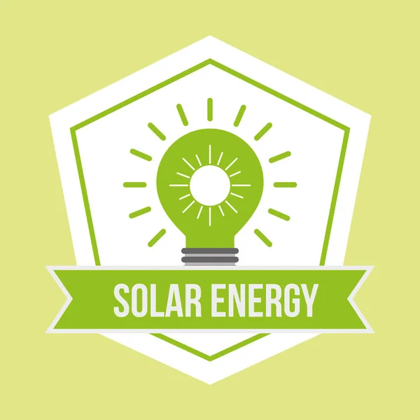 Emblema di energia solare lampadina verde — Vettoriale Stock