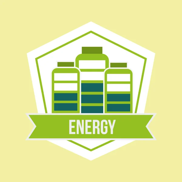 Illustrazione Del Vettore Dell Emblema Energia Del Livello Caricato Batteria — Vettoriale Stock