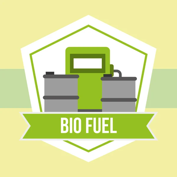 Estación de biocombustible barriles emblema alternativo — Vector de stock