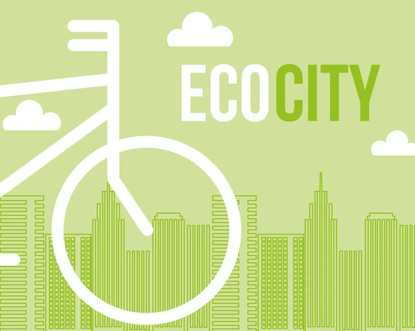 Eco μεταφορών ποδηλάτων πόλης περιβαλλοντικών — Διανυσματικό Αρχείο