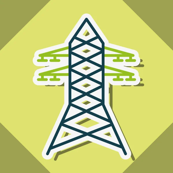 Torre Eléctrica Energía Etiqueta Engomada Vector Ilustración — Vector de stock