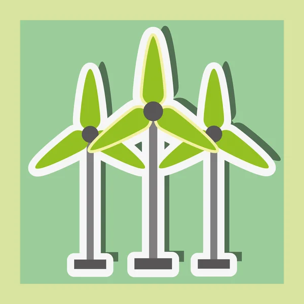 Wind power turbine energy alternative sticker — Stock Vector