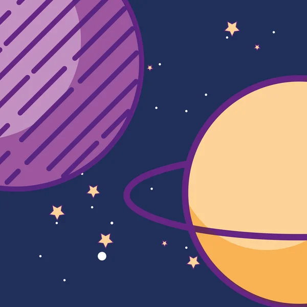 Vesmírná Galaxie Kartu Planety Saturn Hvězdy Vektorové Ilustrace — Stockový vektor