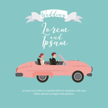 onların düğün günü arabada genç Çift