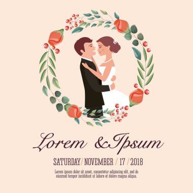 Çift düğün kartı