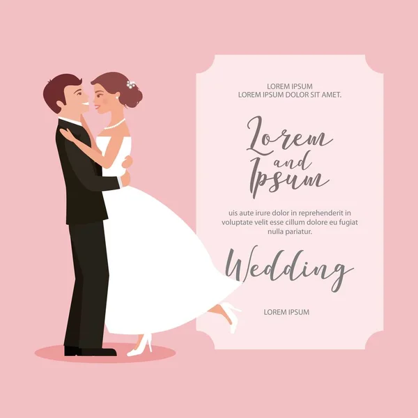 Mariée et marié leur première carte de mariage de danse — Image vectorielle