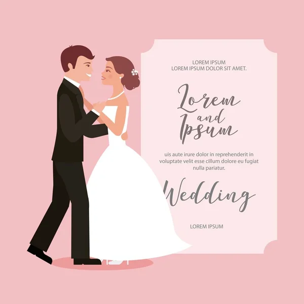 Mariée et marié leur première carte de mariage de danse — Image vectorielle