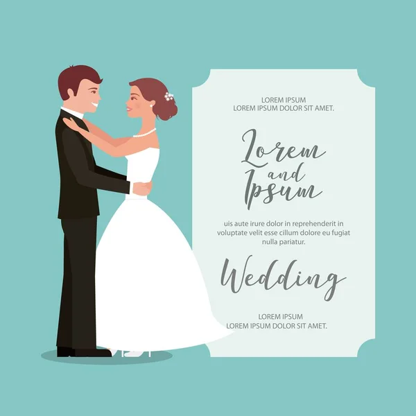 Bruden och brudgummen sin första dance bröllop kort — Stock vektor