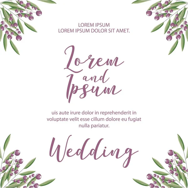 Modèle de carte d'invitation de mariage avec des fleurs à motifs — Image vectorielle