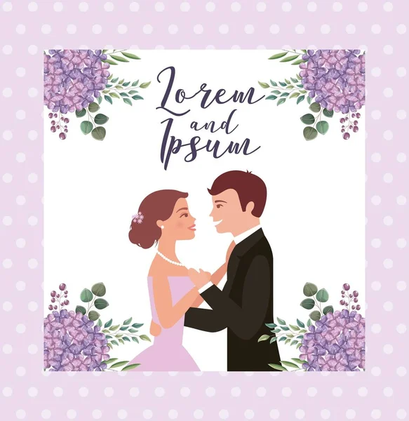 Carte de mariage couple — Image vectorielle