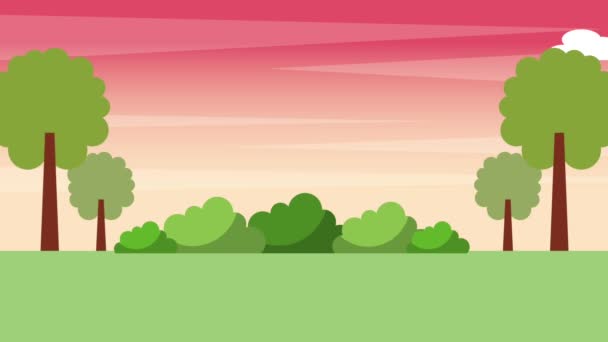 paysage coucher de soleil arbres buissons nature 