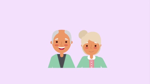 Lindo anciano pareja retrato amor corazón — Vídeo de stock