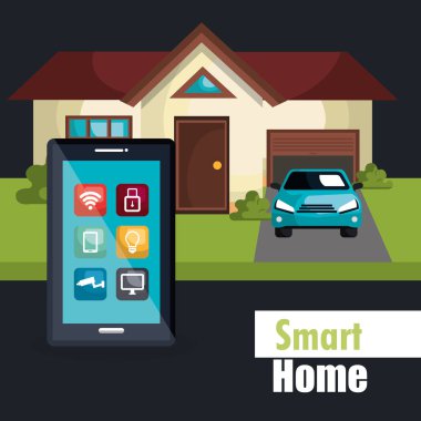 House ile smartphone akıllı ve Hizmetleri Icons set