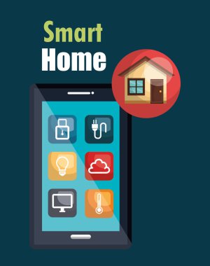 House ile smartphone akıllı ve Hizmetleri Icons set