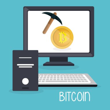 Bitcoin iş masaüstü bilgisayar vektör çizim tasarım ile