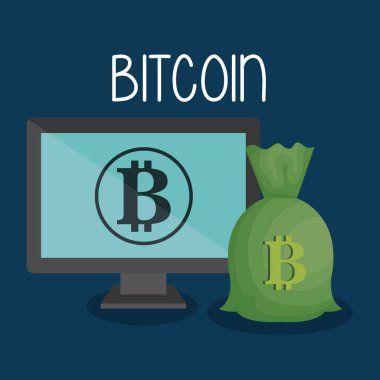 Bitcoin iş masaüstü bilgisayar vektör çizim tasarım ile