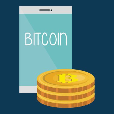 Bitcoin iş smartphone vektör çizim tasarım ile