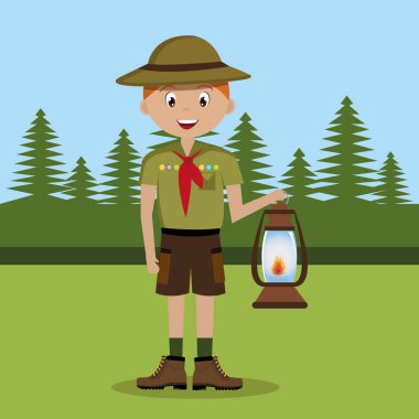 izci kamp bölgesi vektör çizim tasarım