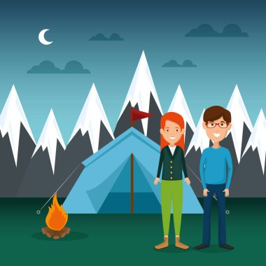 Genç çift kamp bölgesinde