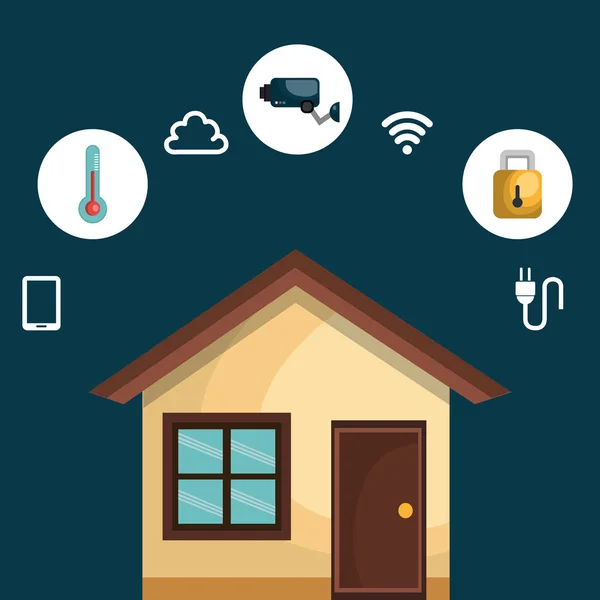 Smart House mit festgelegten Service-Symbolen — Stockvektor