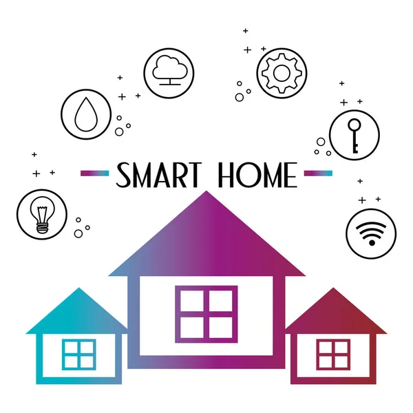 Smart House mit festgelegten Service-Symbolen — Stockvektor