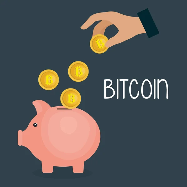 Piggy oszczędności z bitcoin biznes — Wektor stockowy