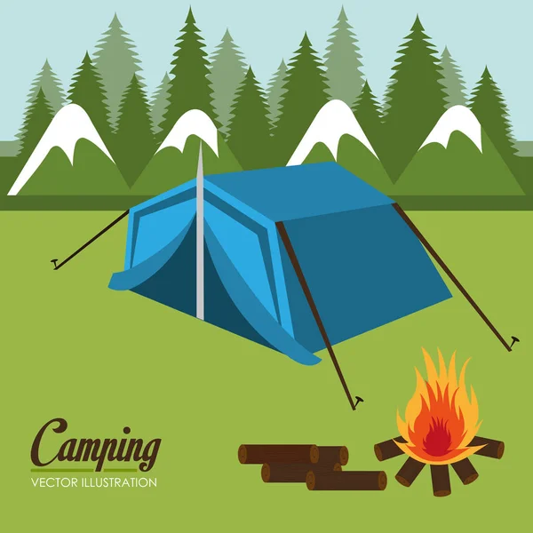 Camping zone with tent scene — Stock Vector