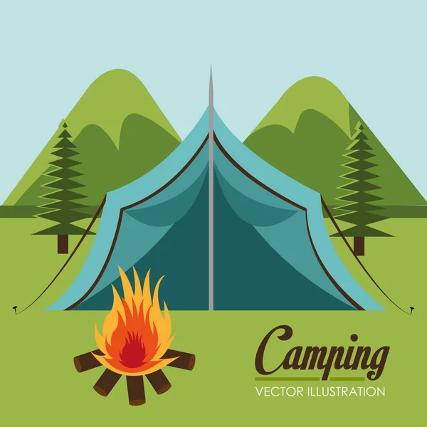 Camping zone with tent scene — Stock Vector