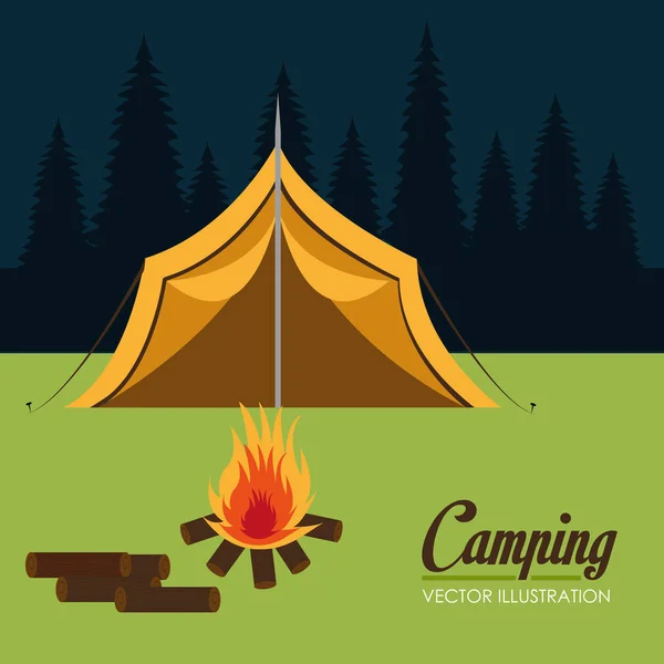 Zona de camping con escena tienda — Archivo Imágenes Vectoriales