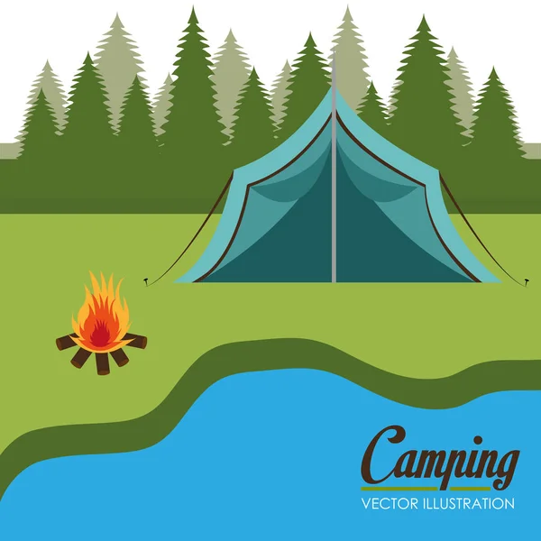 Camping zone with tent scene — Stock Vector