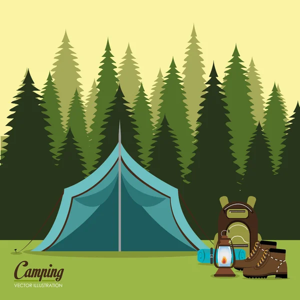 Camping zone with tent scene — Stock Vector