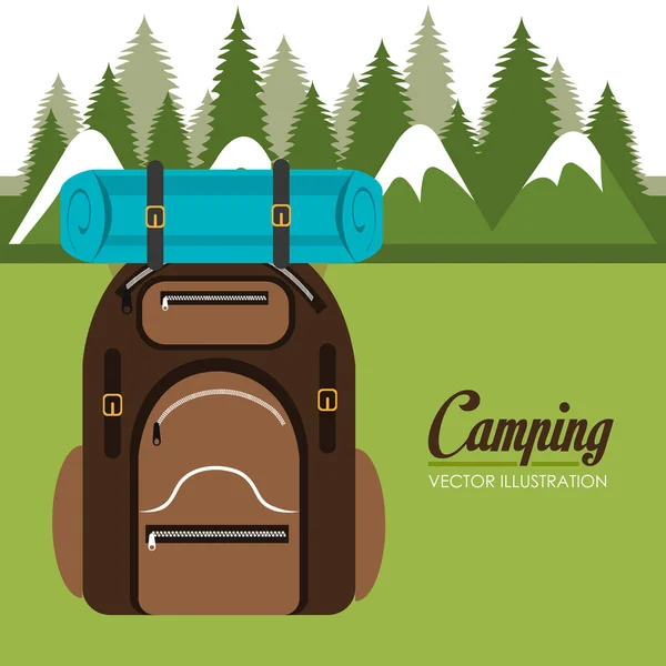 Camping zone with equipment scene — Stock Vector