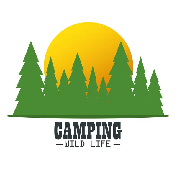 Camping vie sauvage avec scène forestière — Image vectorielle