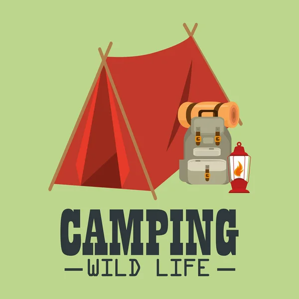 Camping wild life with tent — Stock Vector