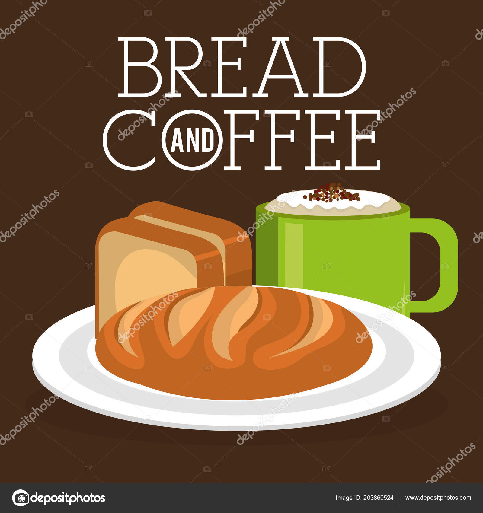 Delicious breads and coffee label Stock Vector Image by ©yupiramos