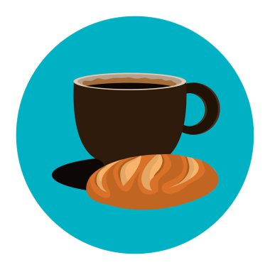 lezzetli ekmek ve kahve etiket