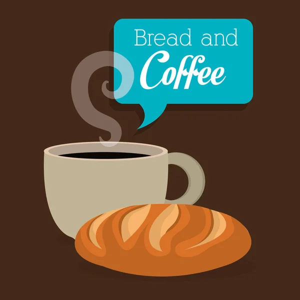 Вкусный хлеб и кофе этикетка — стоковый вектор